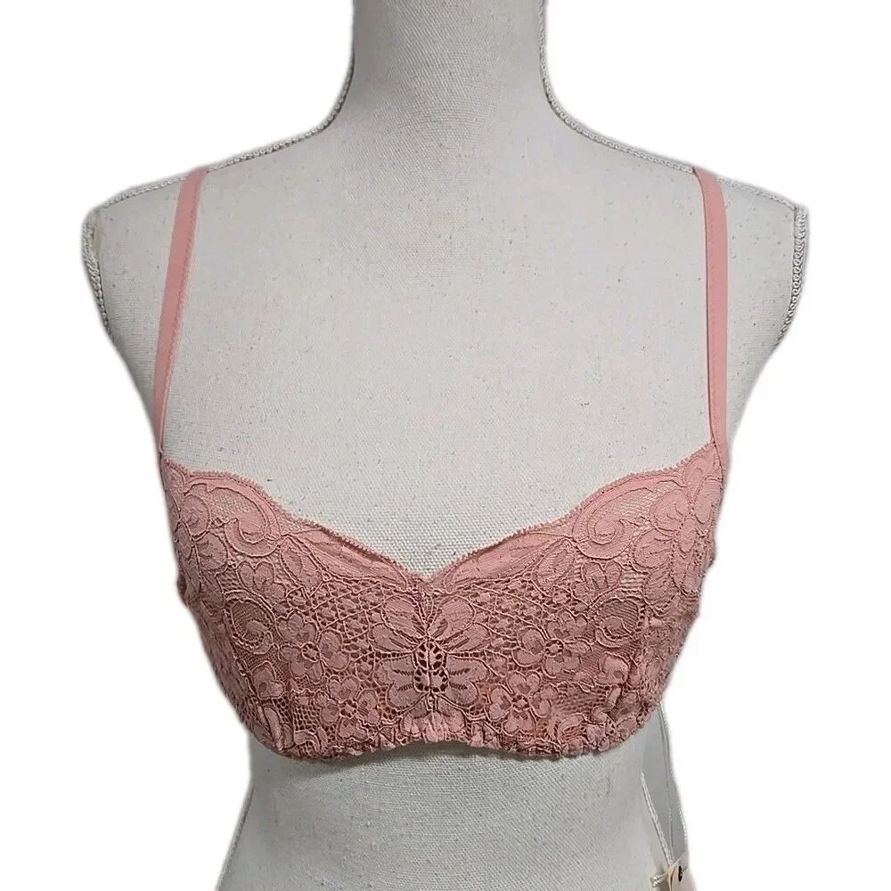 Free People HAH We Are HAH Hook Up  Bra Bralette Dusty Rose Pink Women’s B 30-38